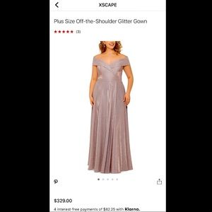 Xscape Off Shoulder Glitter Gown